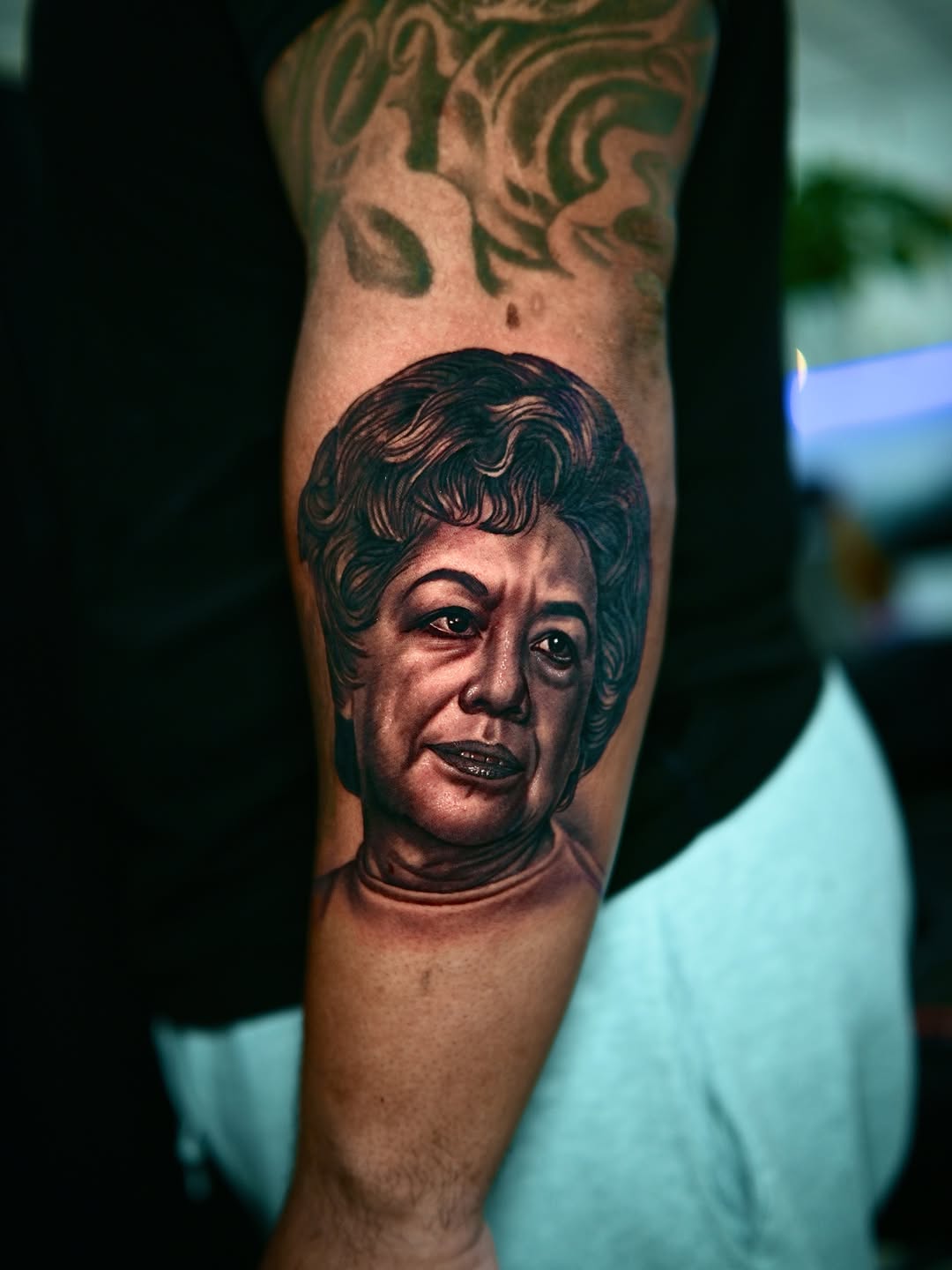 Tattoo by @blessed_ink23 β realism, black_and_grey