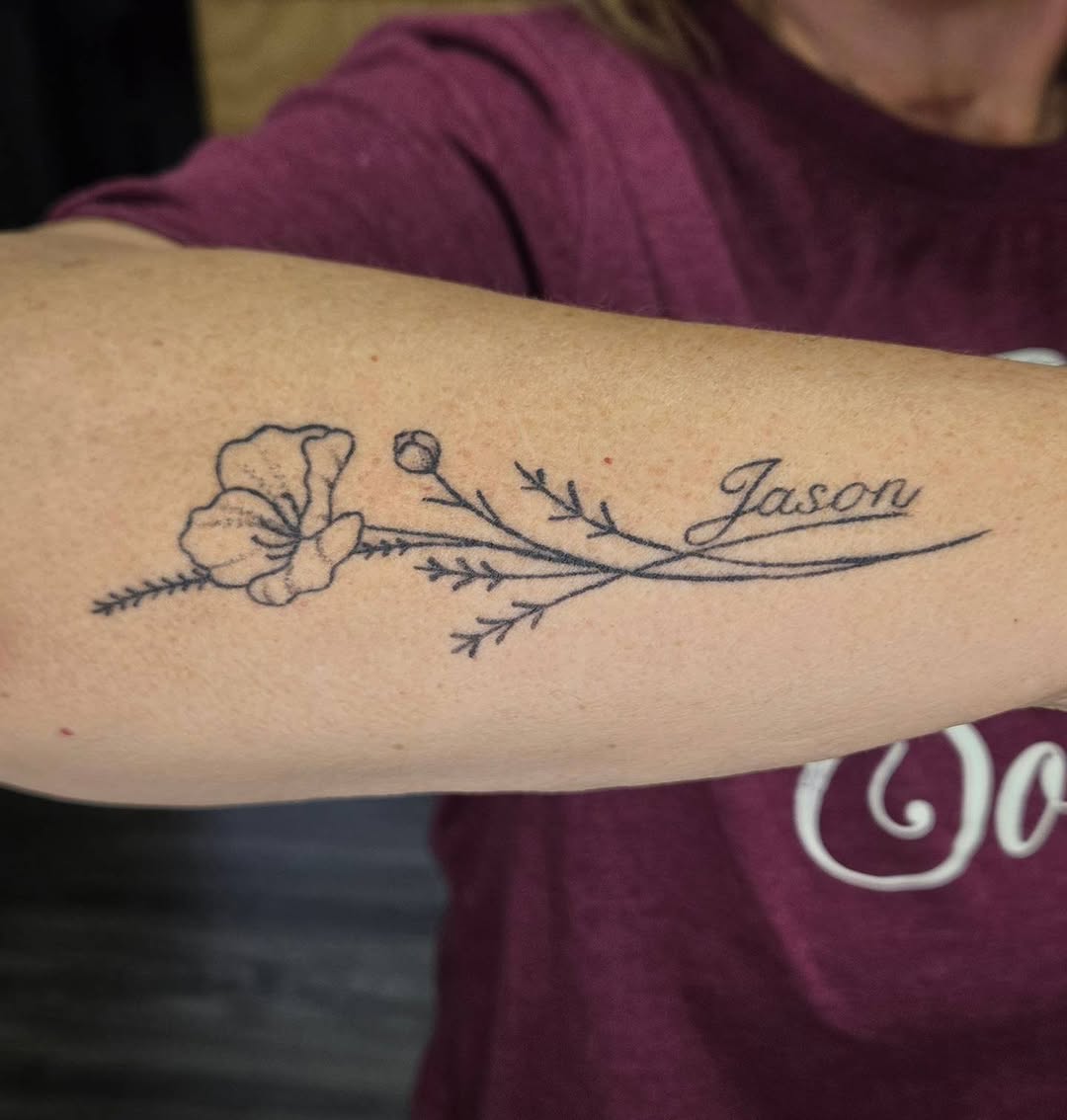 Tattoo by @jessie.d_tattoos β fine_line, lettering_script