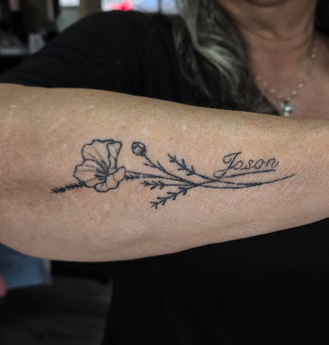 Tattoo by @jessie.d_tattoos β fine_line, lettering_script