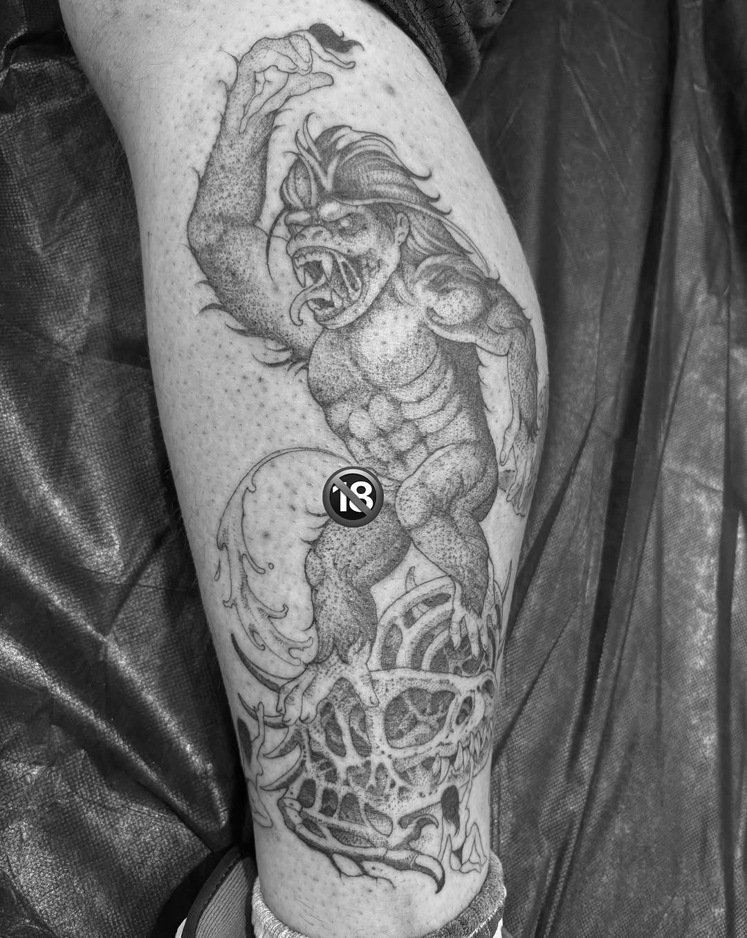 Tattoo by @blightttattoo — black_and_grey, dark_realism