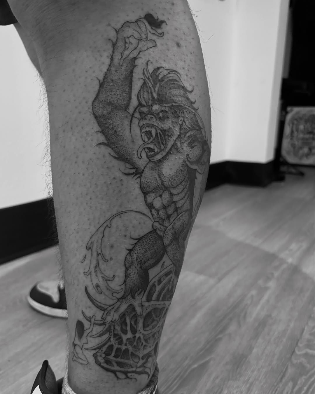 Tattoo by @blightttattoo — black_and_grey, dark_realism