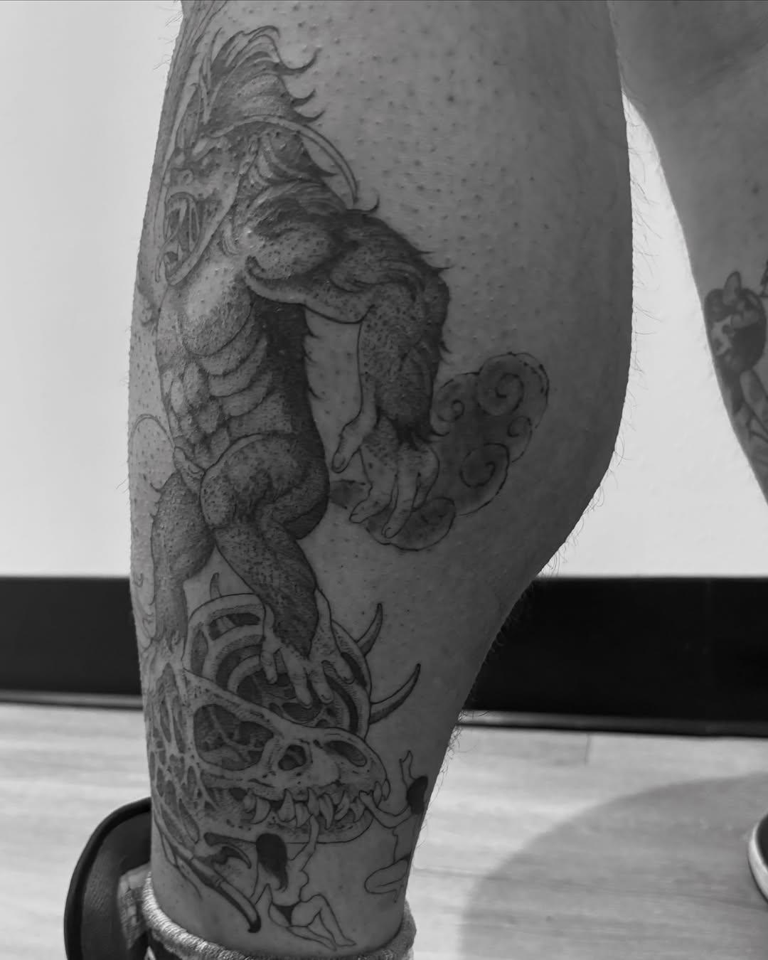 Tattoo by @blightttattoo — dark_realism, black_and_grey