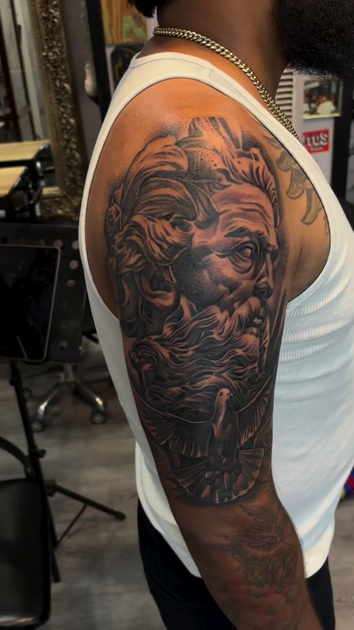 Tattoo by @mikeandinkk — black_and_grey, realism