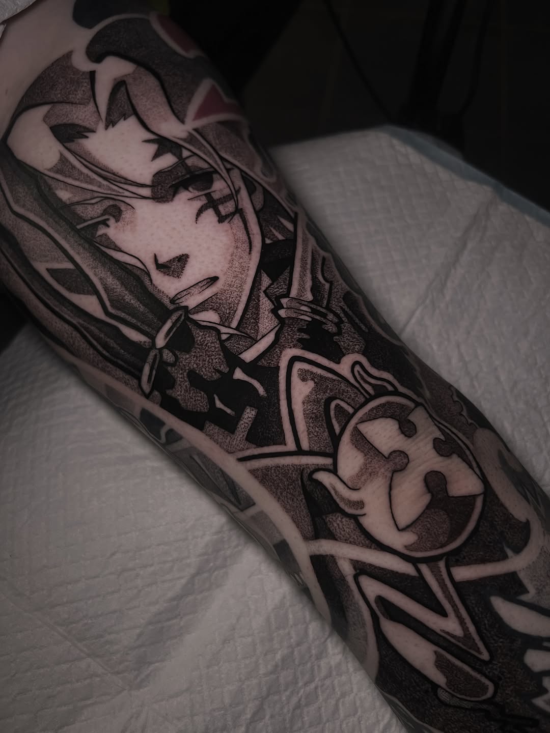 Tattoo by @jett_sonn โ anime, dotwork