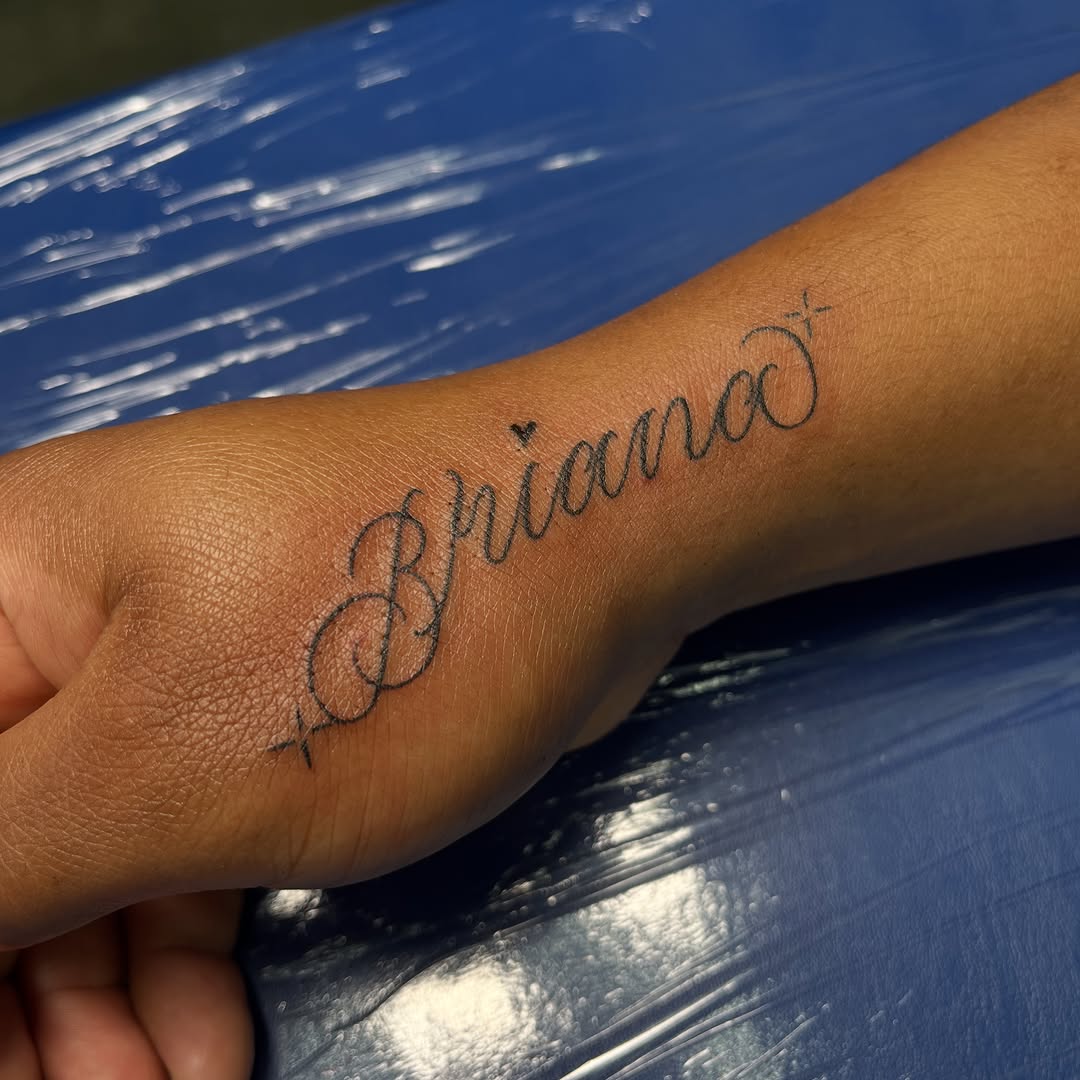Tattoo by @yungmonalisaofficial — lettering_script, fine_line