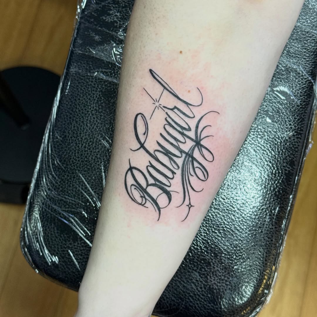 Tattoo by @tattoosbynic03 โ lettering_script, fine_line