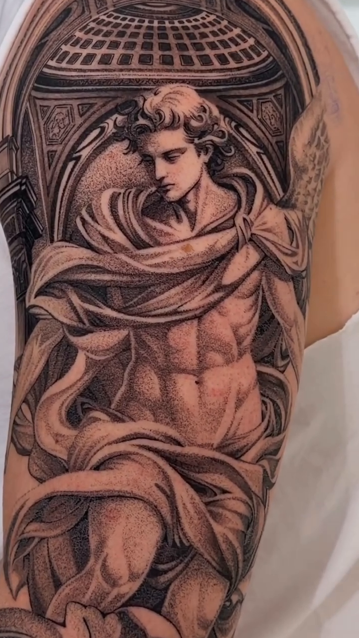 Tattoo by @cot_tattoo โ realism, black_and_grey