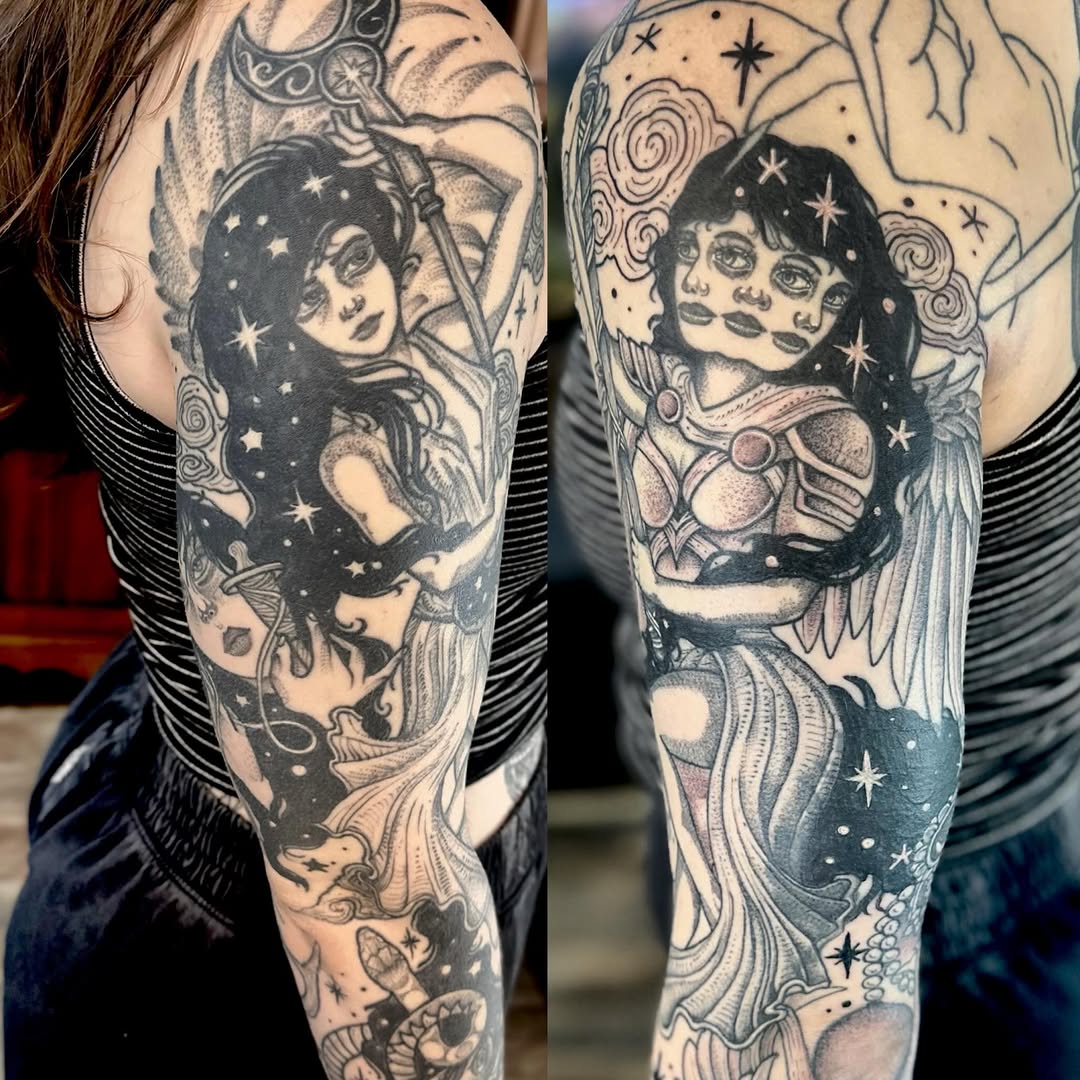 Tattoo by @shleeuhzahshade — black_and_grey