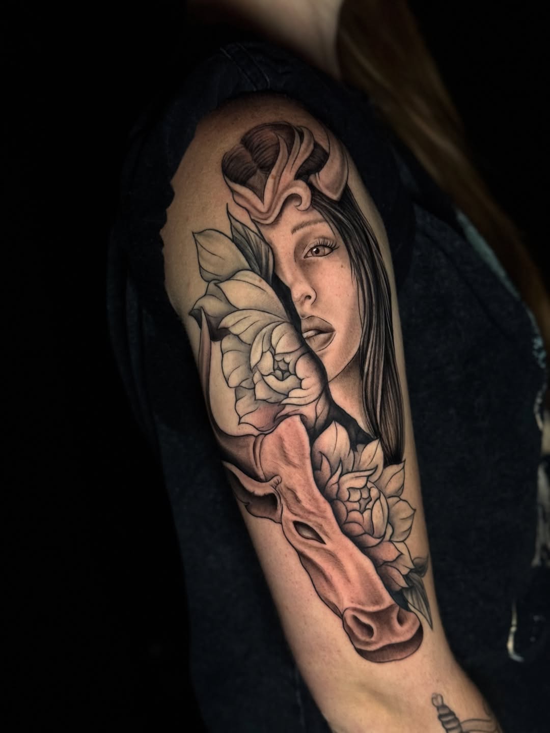 Tattoo by @lilymyriatattoos — realism, black_and_grey