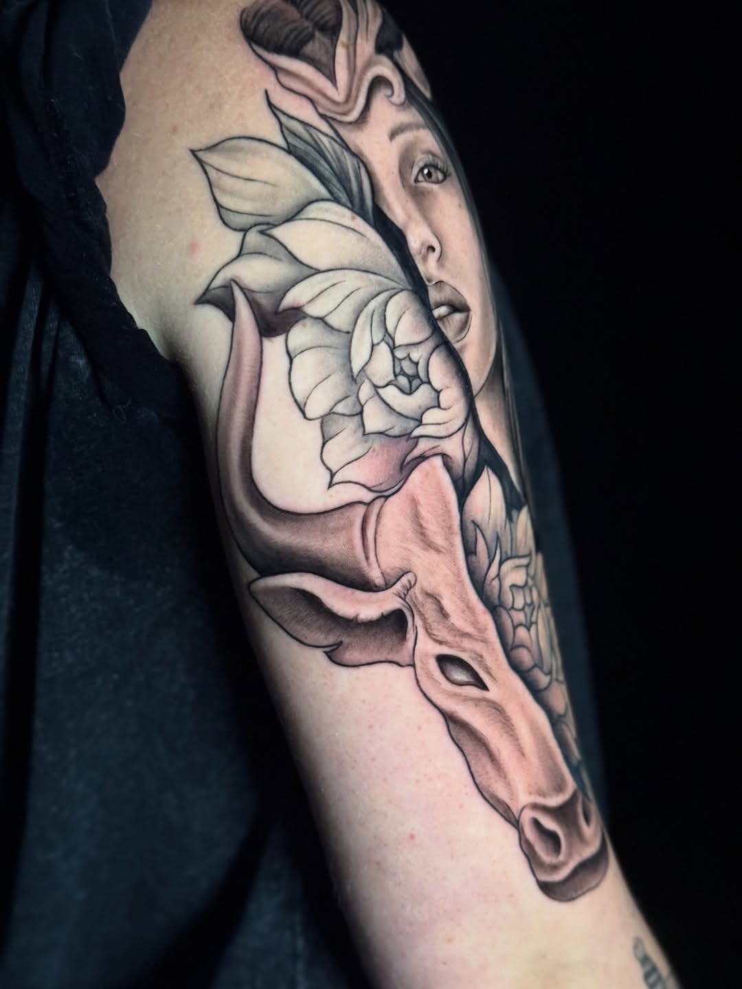 Tattoo by @lilymyriatattoos — realism, black_and_grey