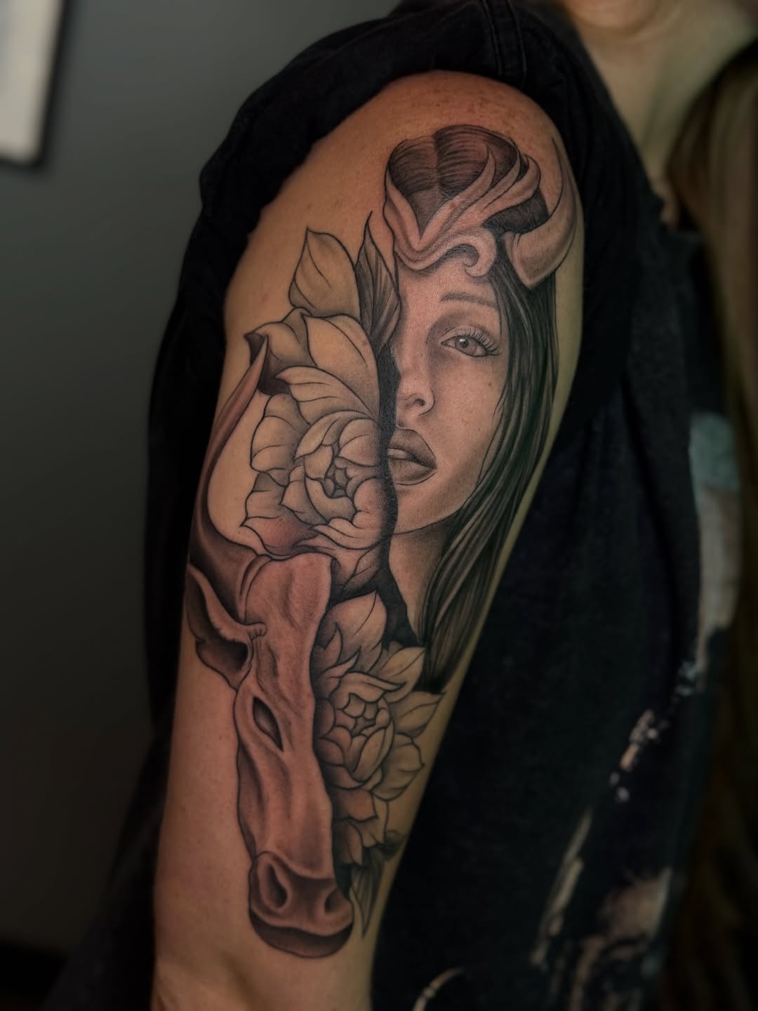 Tattoo by @lilymyriatattoos — realism, black_and_grey