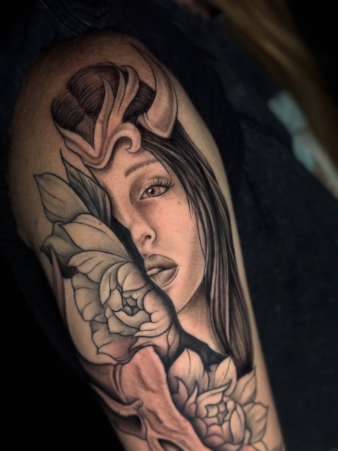 Tattoo by @lilymyriatattoos — realism, black_and_grey