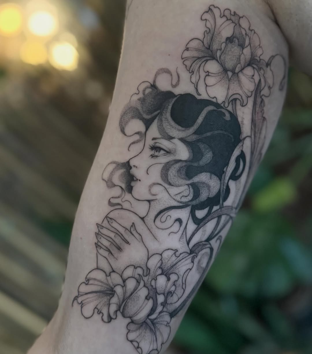 Tattoo by @pixi.bite — black_and_grey, dotwork
