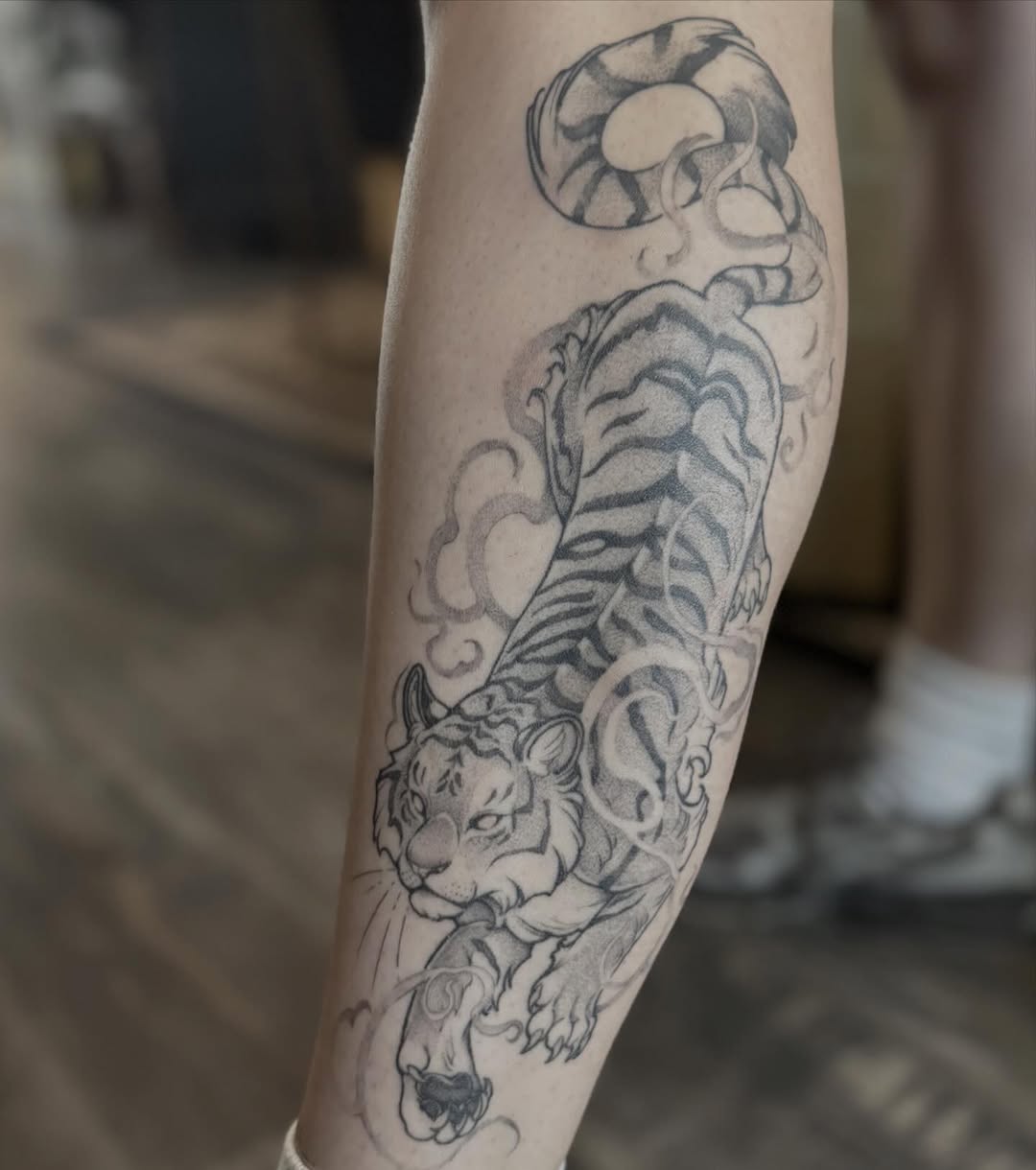 Tattoo by @pixi.bite — black_and_grey, dotwork