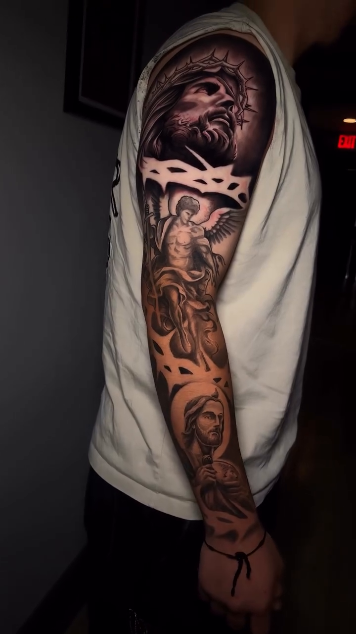 Tattoo by @mrcurlytattoo — realism, black_and_grey