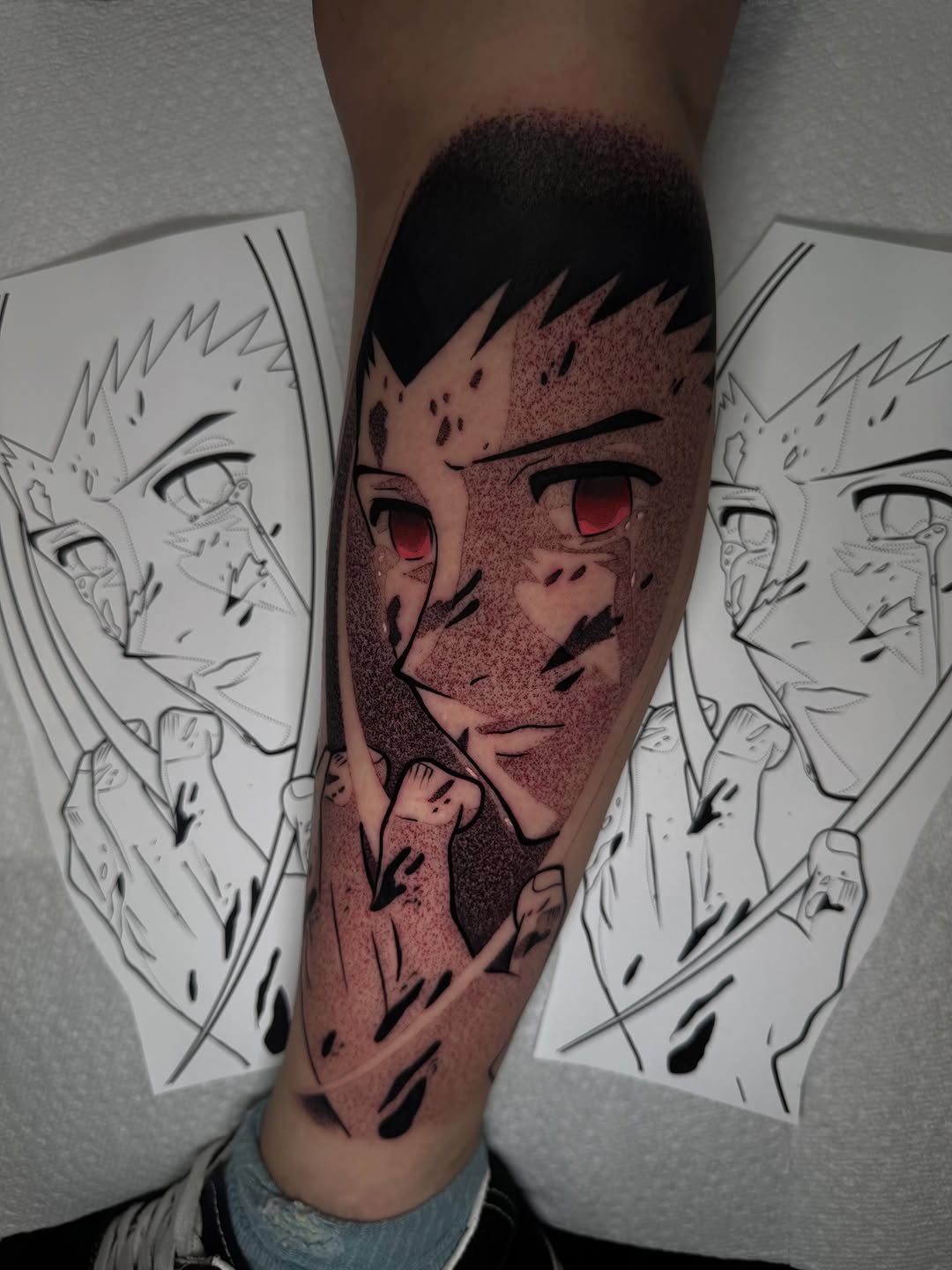 Tattoo by @rustik_uno — anime, dotwork