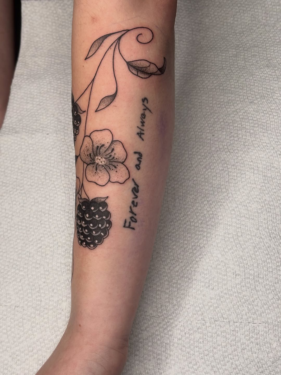 Tattoo by @kyshae.tattoos — fine_line, lettering_script