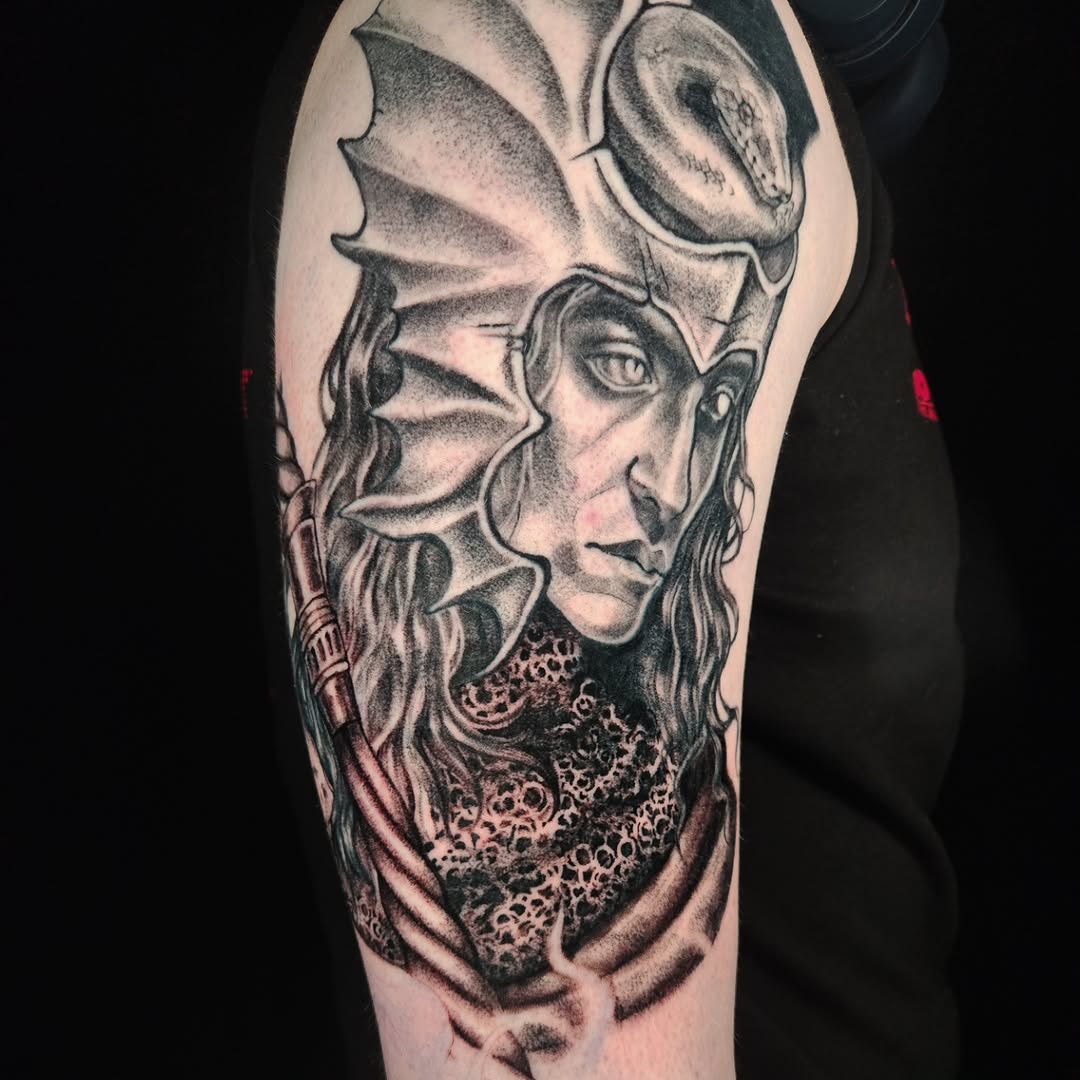 Tattoo by @vampire.varona — realism, black_and_grey