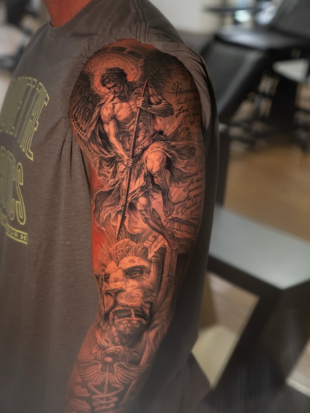Tattoo by @chrispowelltattoos — realism, black_and_grey