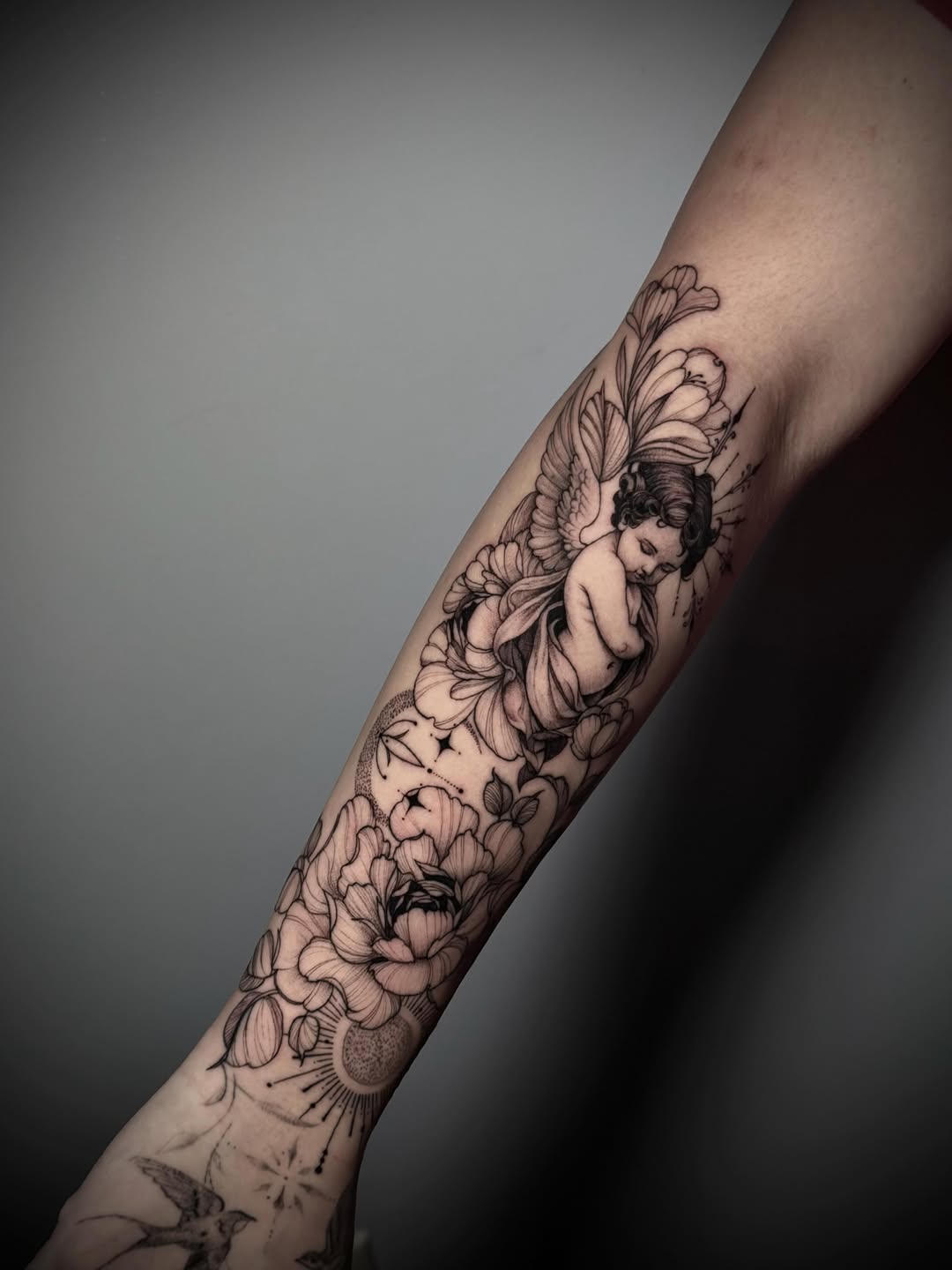 Tattoo by @kbtattz — illustrative, black_and_grey