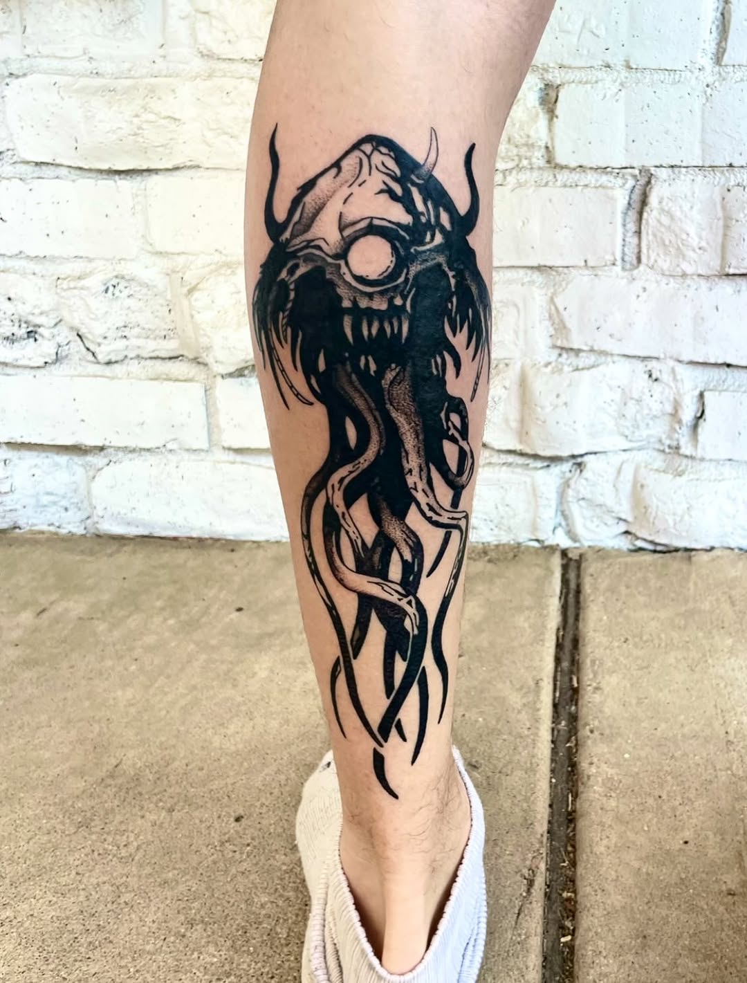 Tattoo by @meganlee.tattoo — blackwork, dark_realism