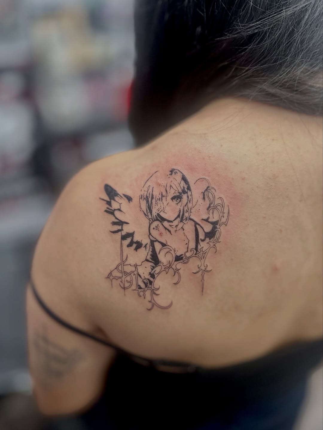 Tattoo by @dillusional.ink — anime, fine_line