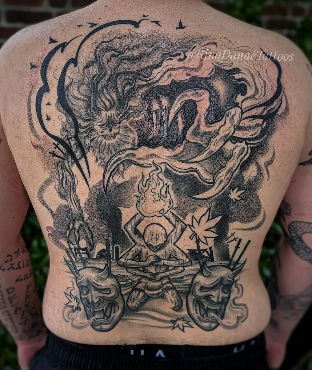Tattoo by @rinadanae_tattoos β black_and_grey, dark_realism