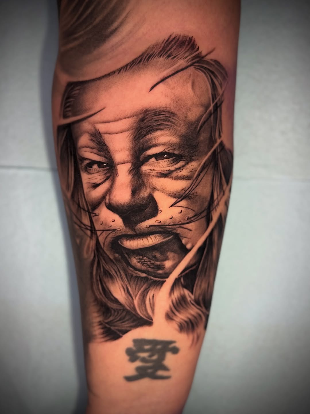 Tattoo by @webbz_tattoos — realism, black_and_grey