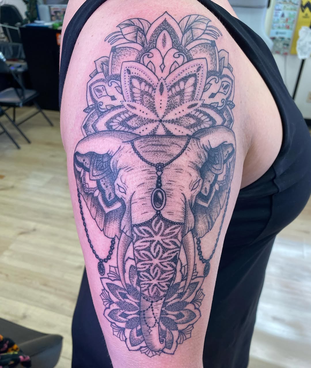 Tattoo by @katielou_tattoo — black_and_grey