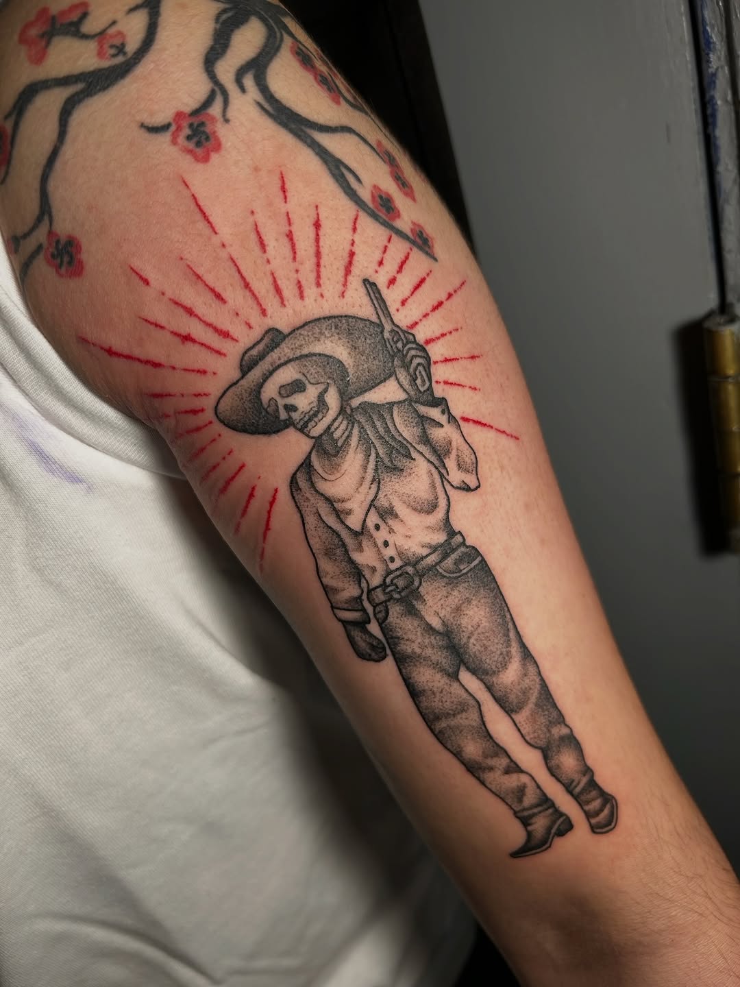 Tattoo by @kikicantdraw — dotwork, chicano