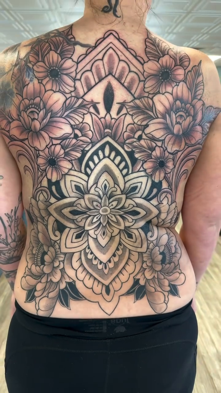 Tattoo by @hannahleetattoos β geometric, dotwork