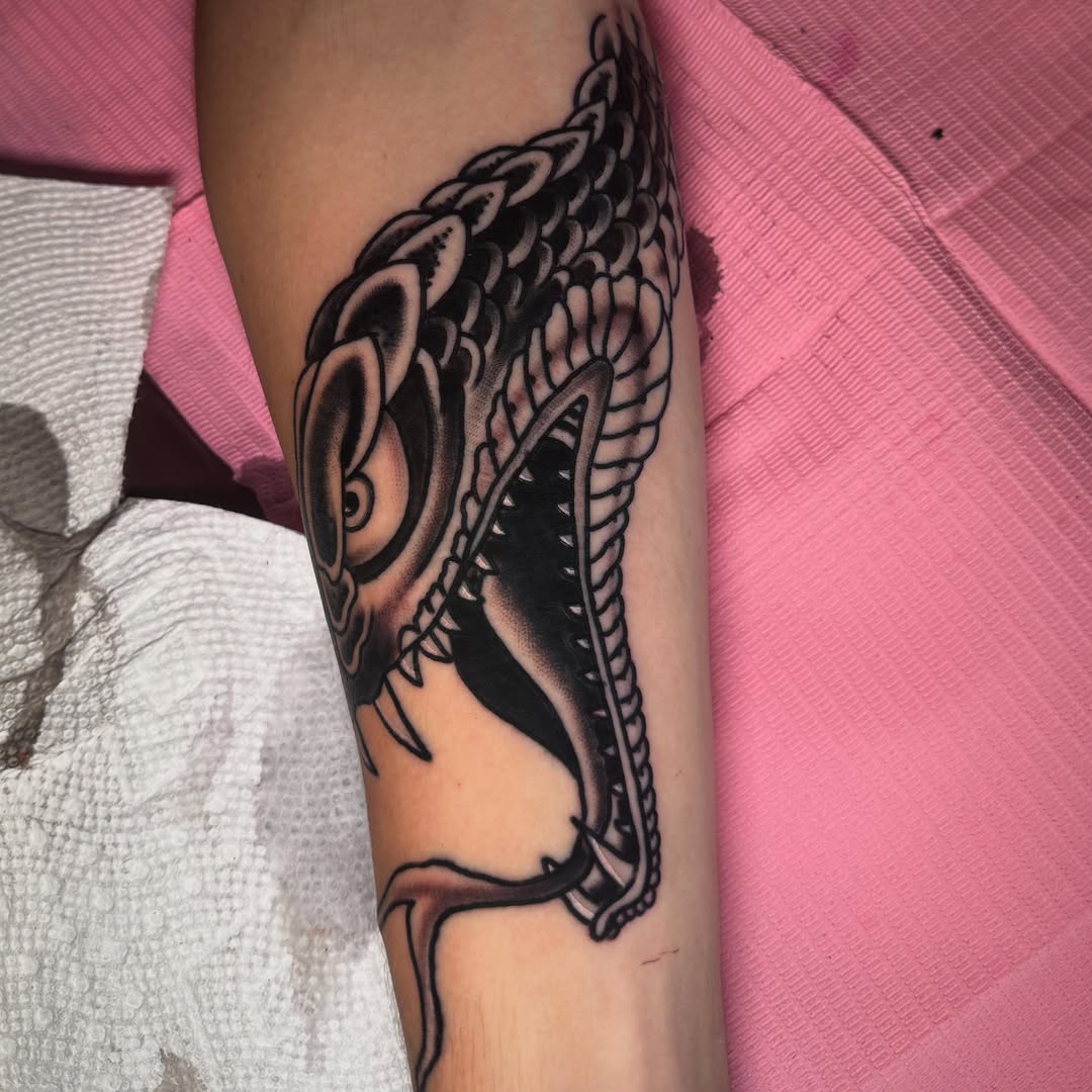 Tattoo by @arrontattoos — american_traditional, blackwork