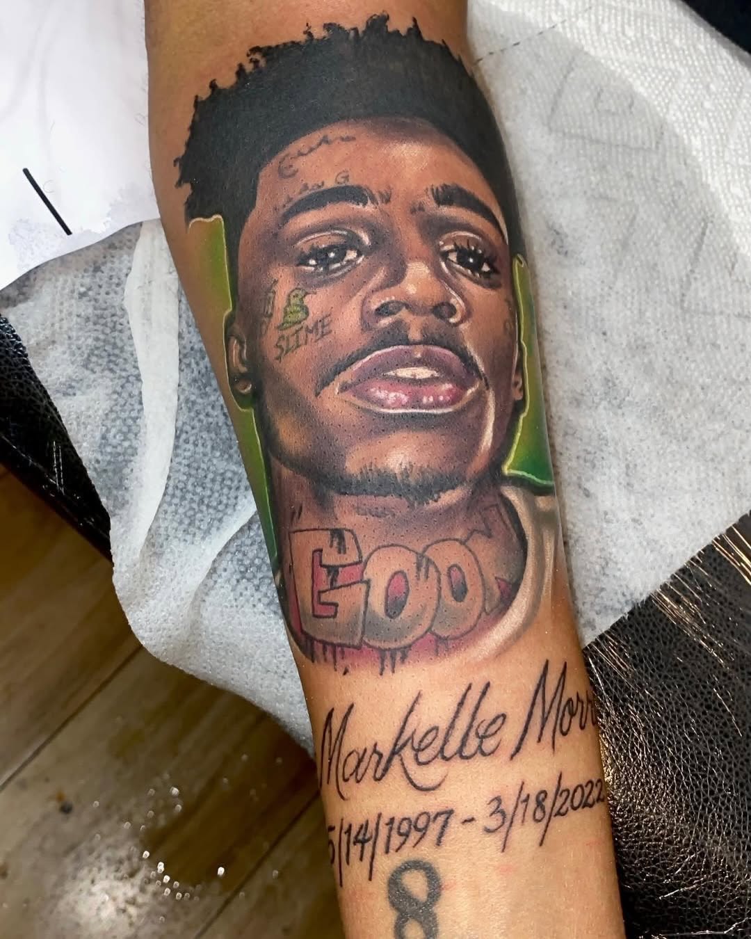 Tattoo by @larrytattooartist — realism, lettering_script