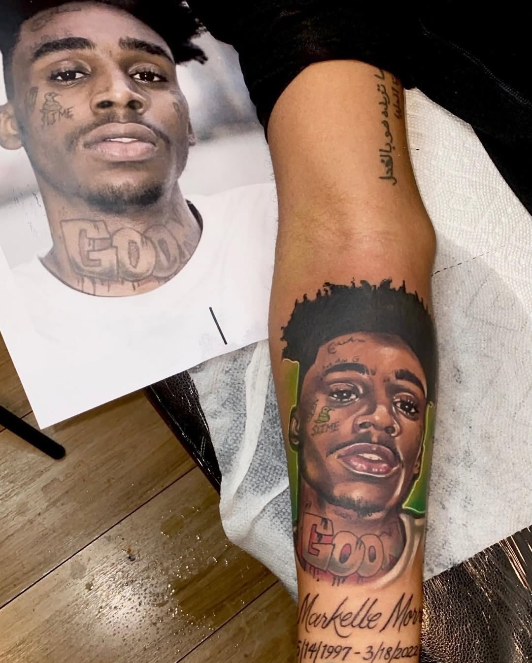 Tattoo by @larrytattooartist — realism, lettering_script