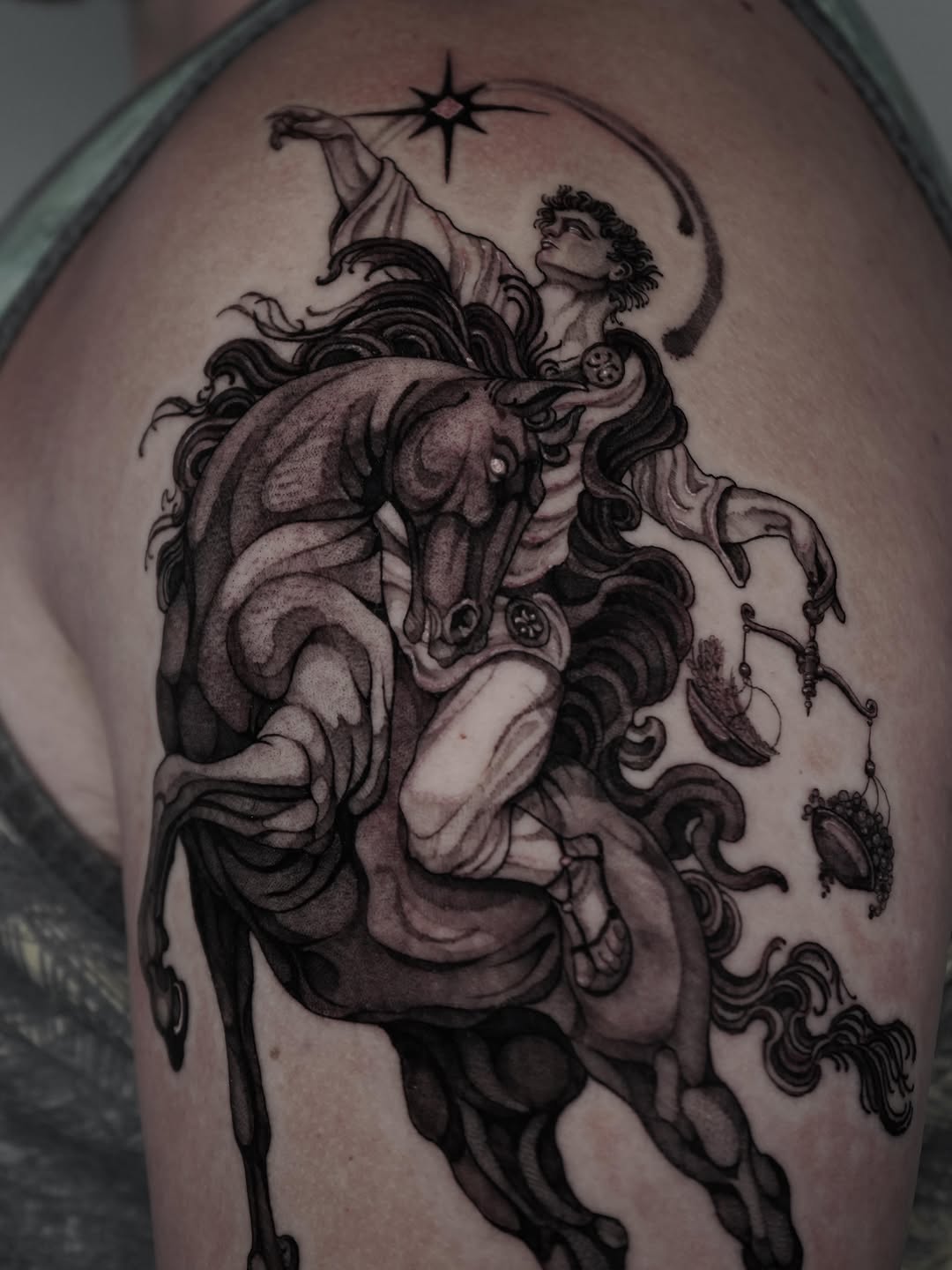 Tattoo by @inkidu_drew — black_and_grey, realism