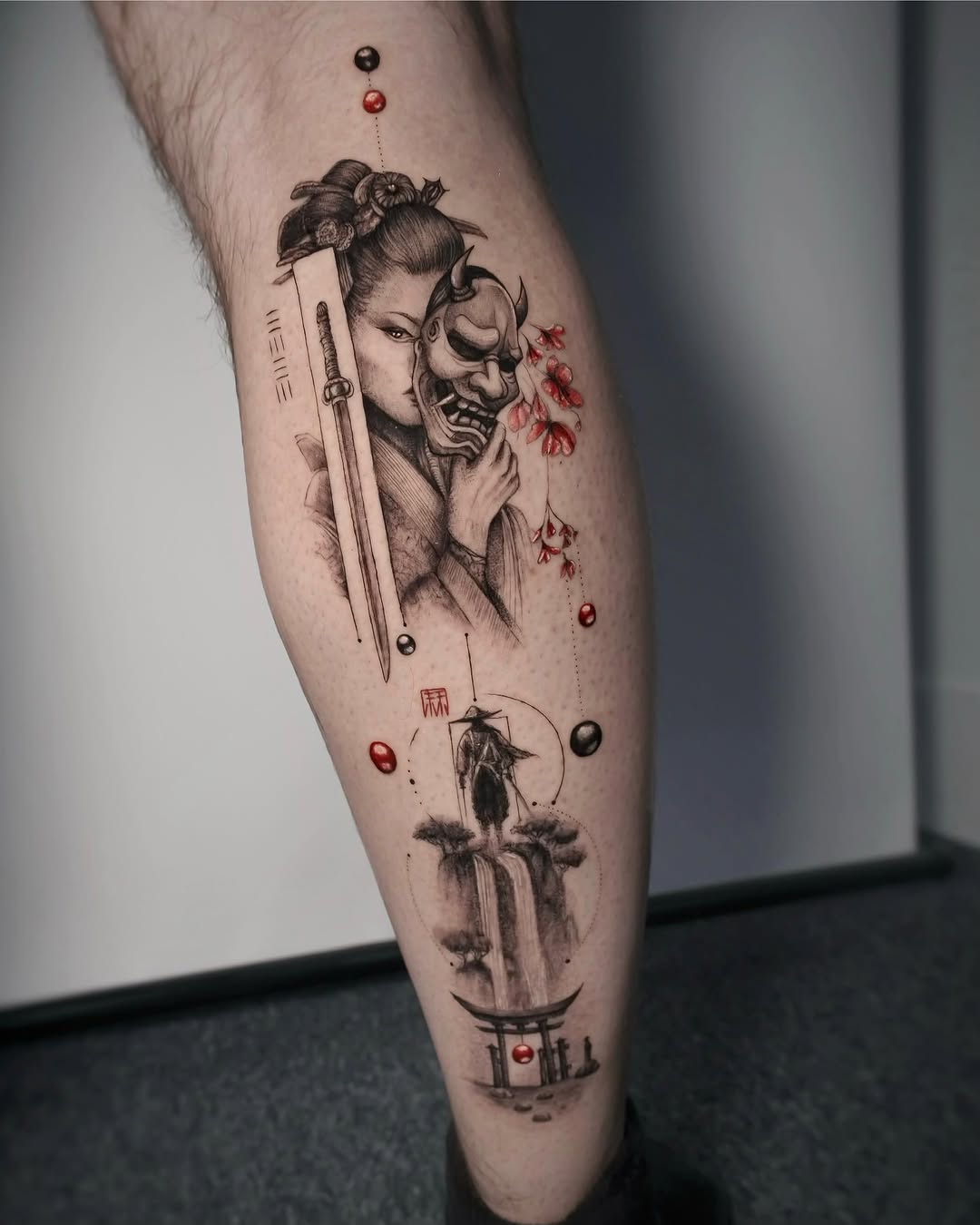 Tattoo by @lilithink โ black_and_grey, japanese_irezumi