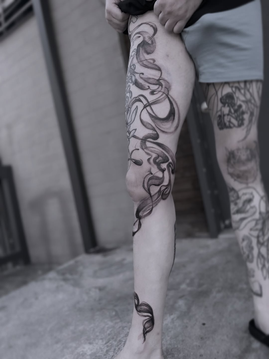 Tattoo by @alextattoosnc — illustrative, black_and_grey