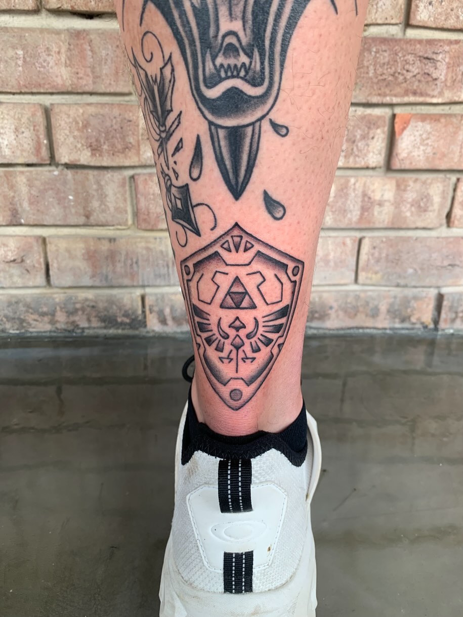 Tattoo by @drowsytattoos — black_and_grey, geometric