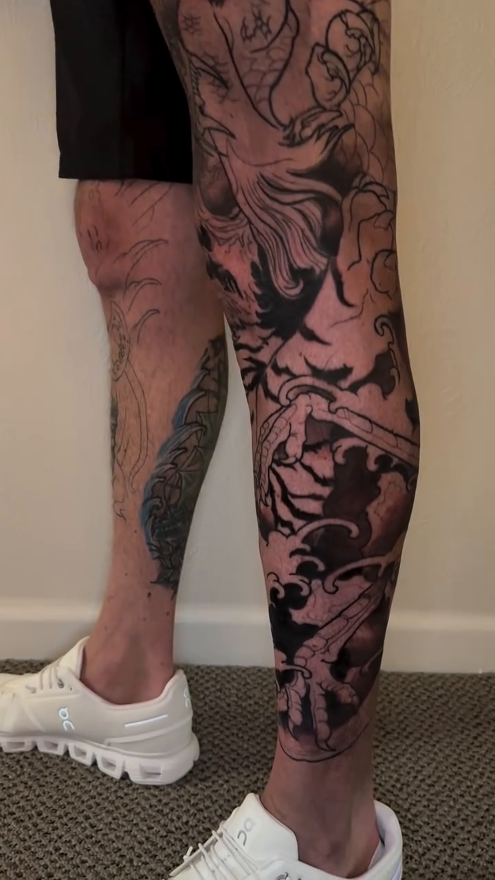 Tattoo by @mikeygraffiks — japanese_irezumi, black_and_grey