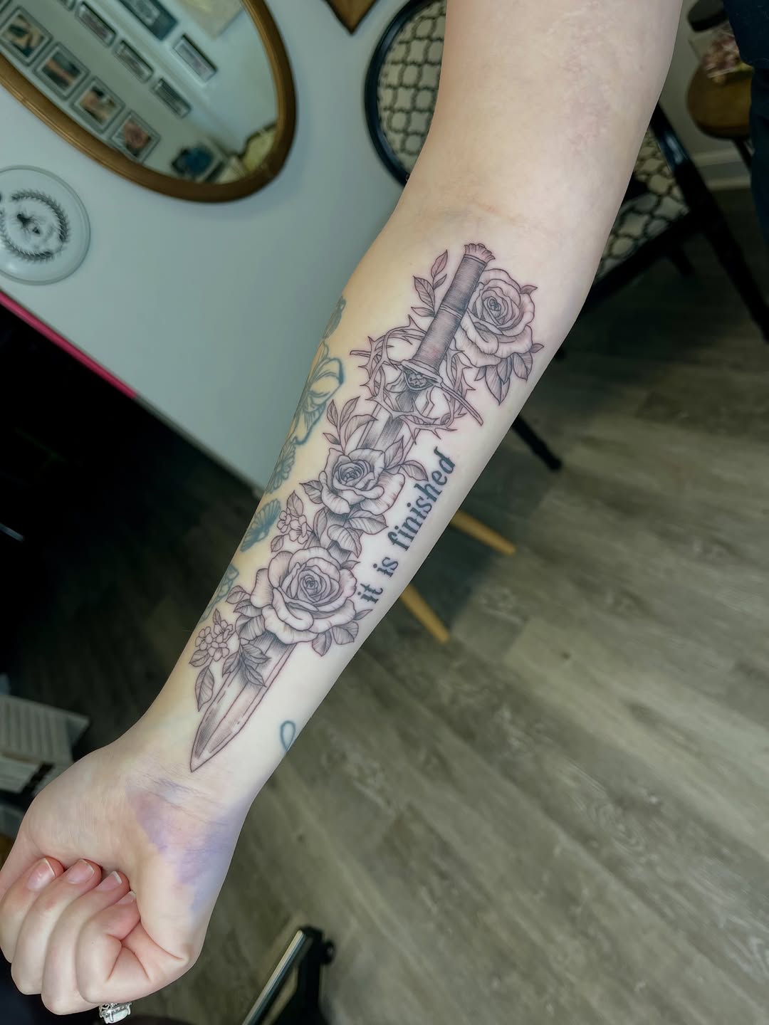 Tattoo by @tay.leigh.k โ black_and_grey, illustrative