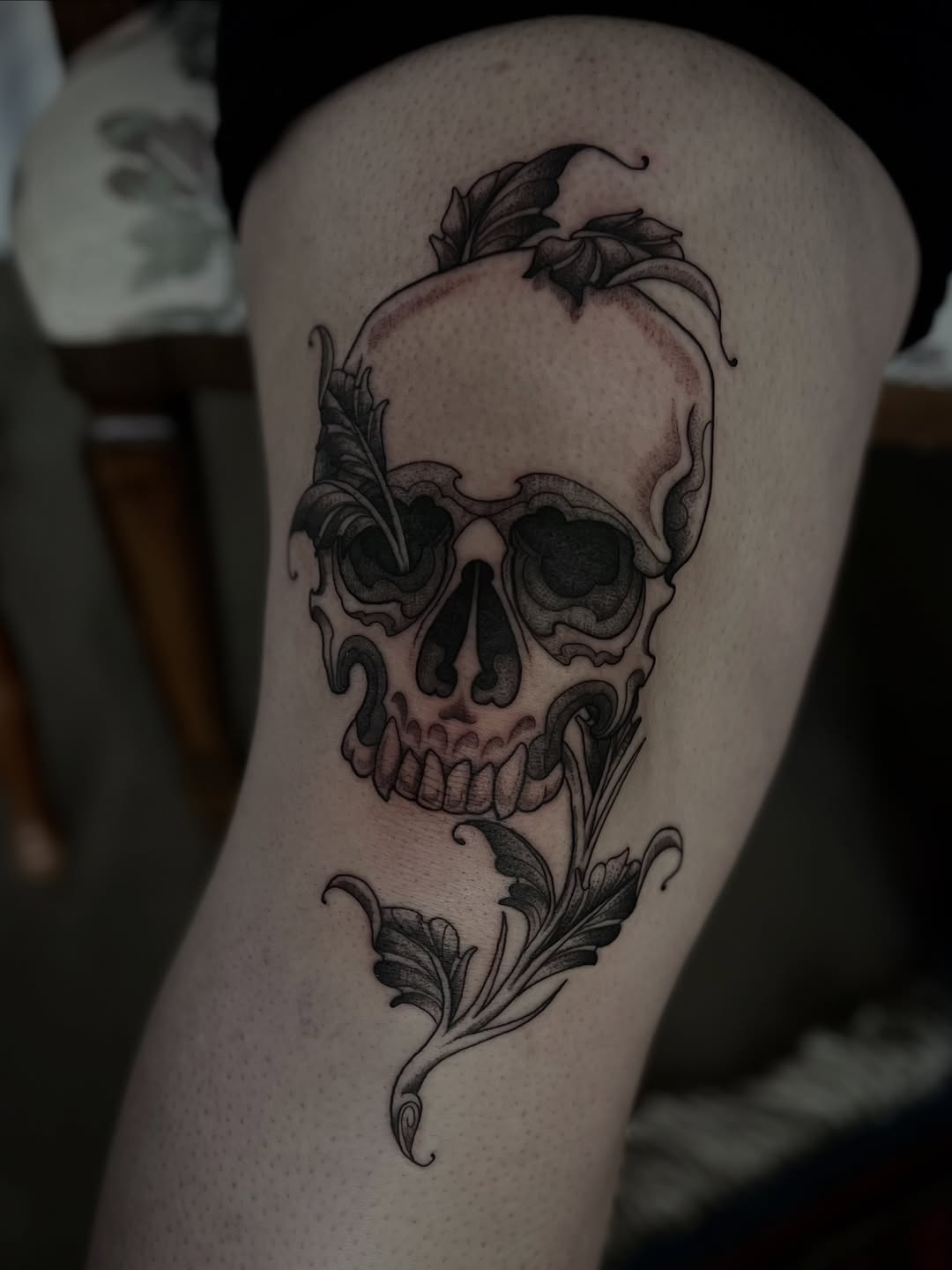 Tattoo by @rachktattoo — black_and_grey, ornamental