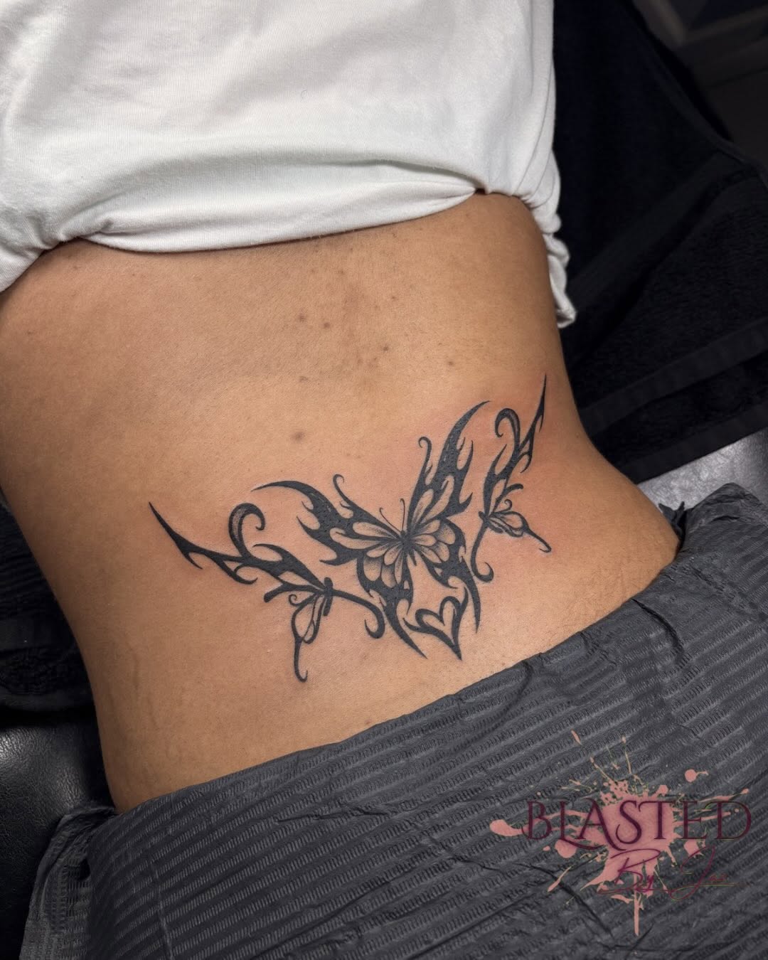 Tattoo by @blastedbyjaz — illustrative, blackwork