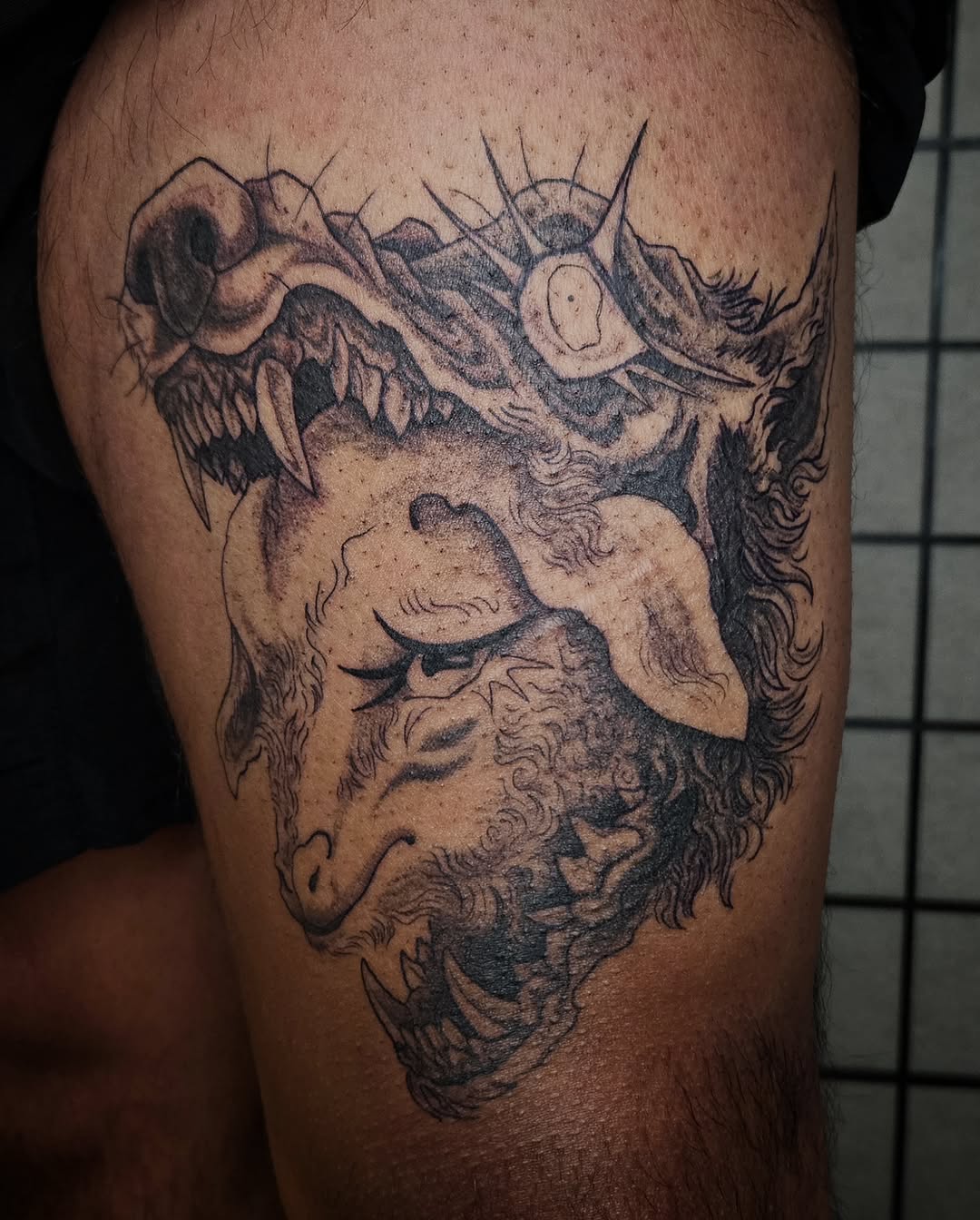 Tattoo by @pin.poked_ β dark_realism, black_and_grey