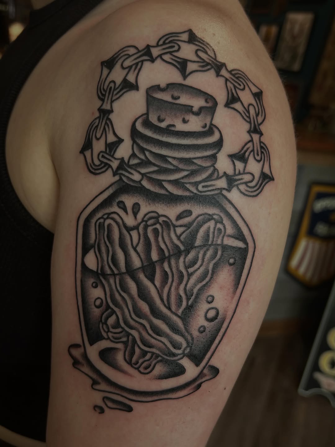 Tattoo by @morganmtattoo — american_traditional, black_and_grey