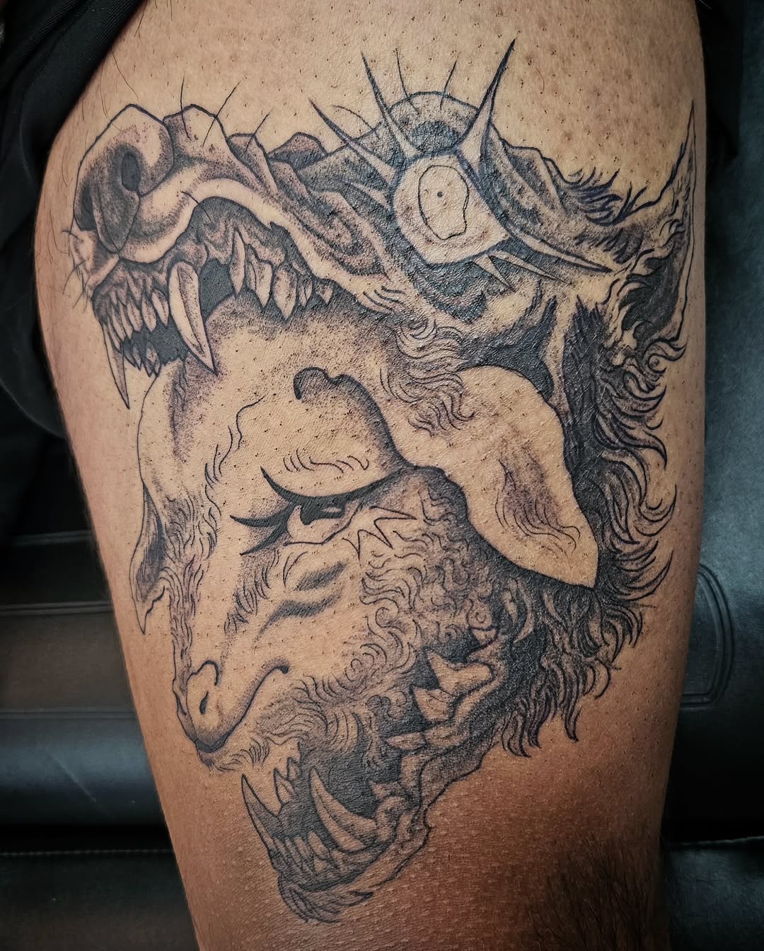 Tattoo by @pin.poked_ β dark_realism, black_and_grey
