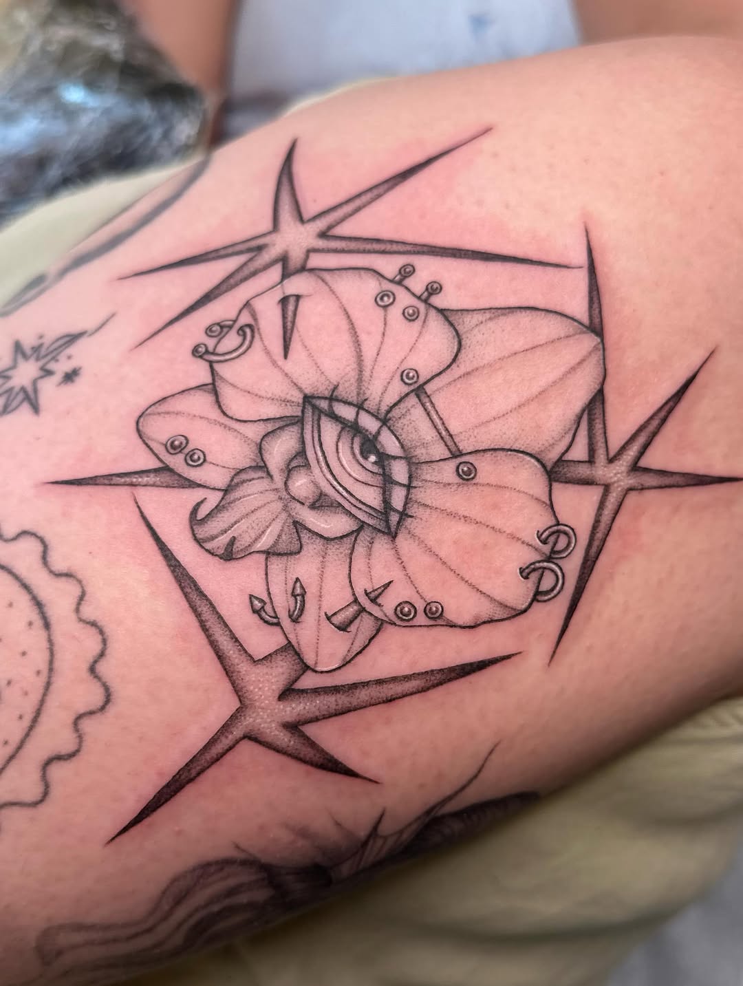 Tattoo by @lady.ames — black_and_grey, dotwork