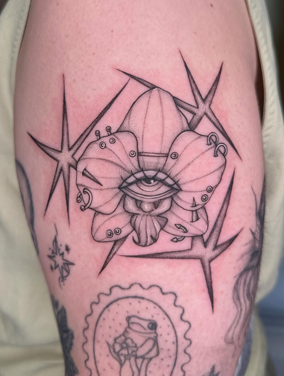 Tattoo by @lady.ames — black_and_grey, surrealism