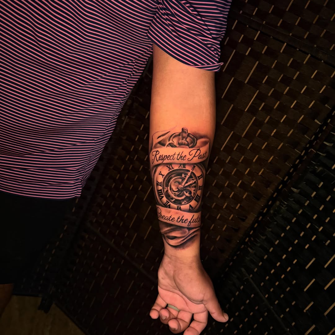 Tattoo by @bretts.ink โ black_and_grey, lettering_script