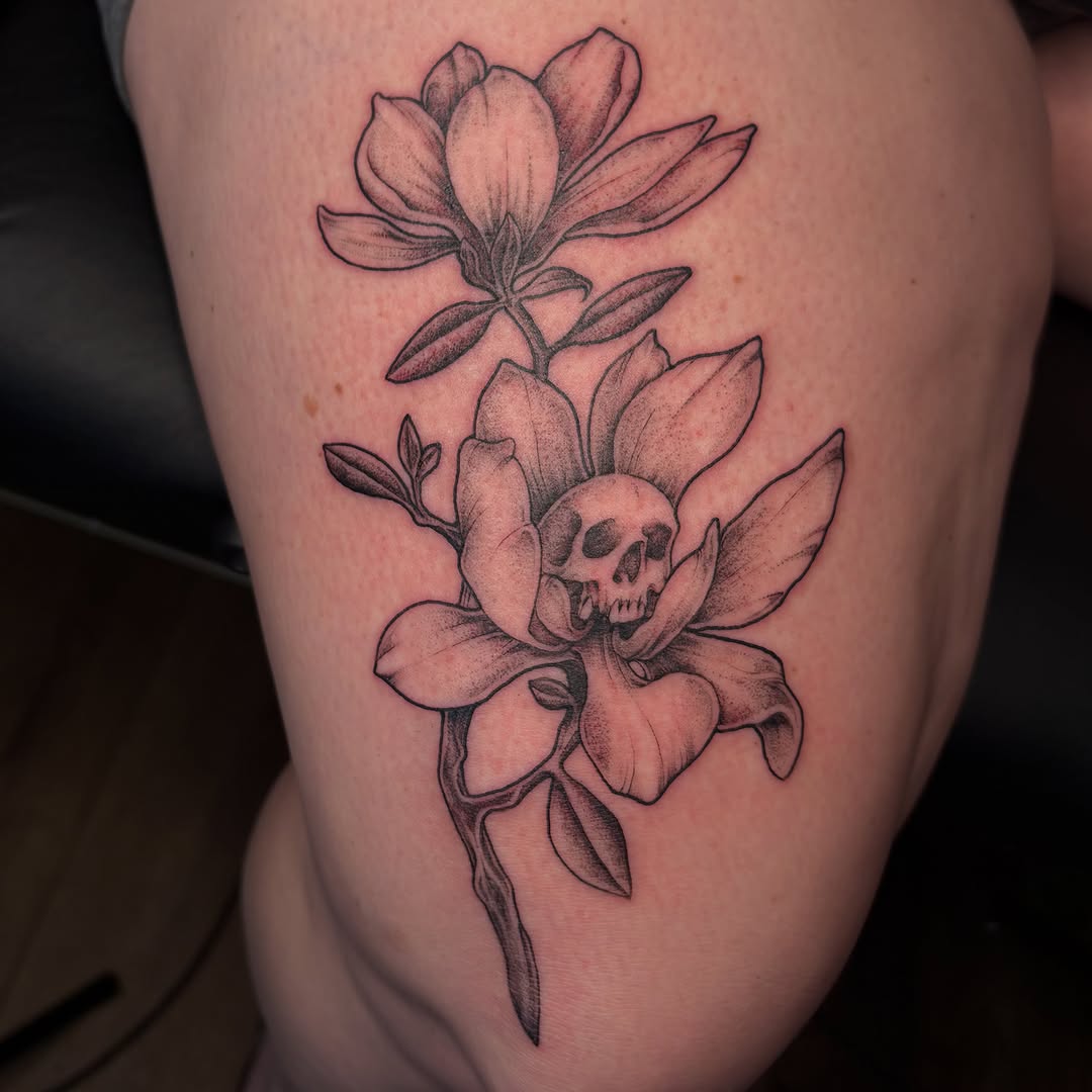 Tattoo by @piscesiscariot11 — black_and_grey, dark_realism