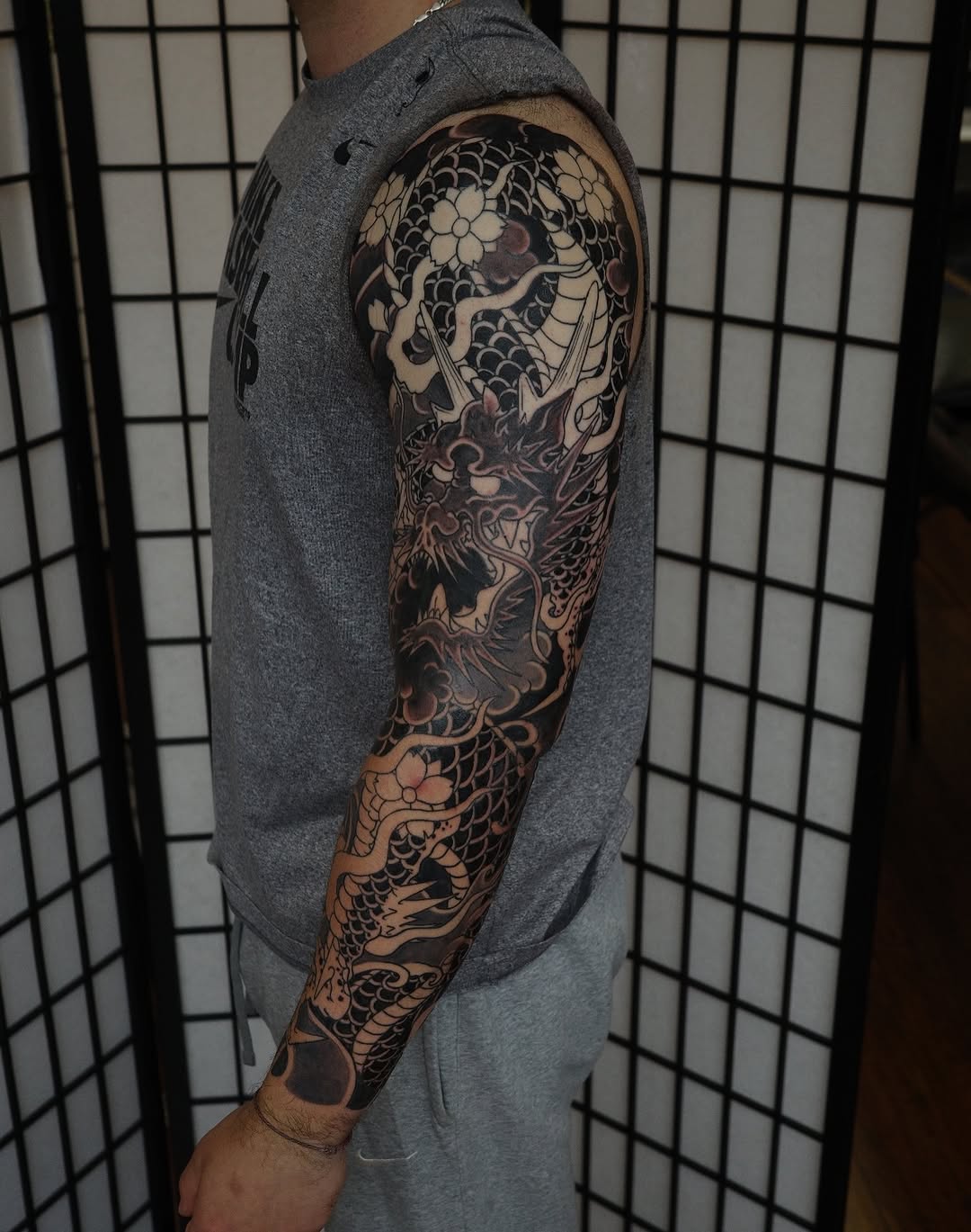 Tattoo by @horikenshin — japanese_irezumi, black_and_grey